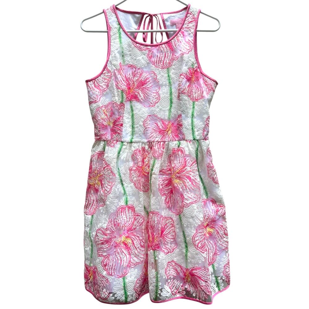 Lilly Pulitzer Darcelle Clover Cup Fit Flare Full Skirt Organza Dress Women's 8